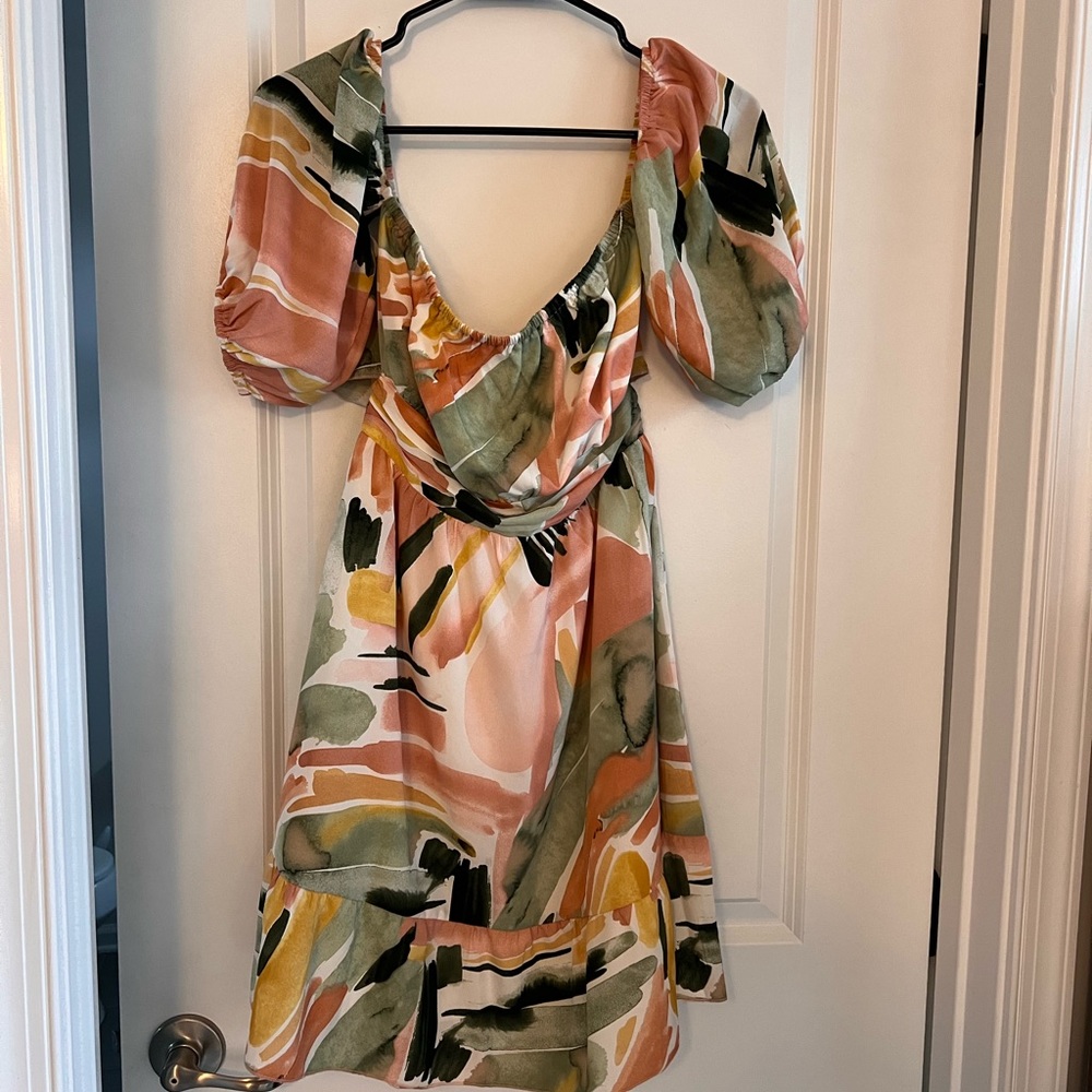 Tropical Patterned Off the Shoulder Dress